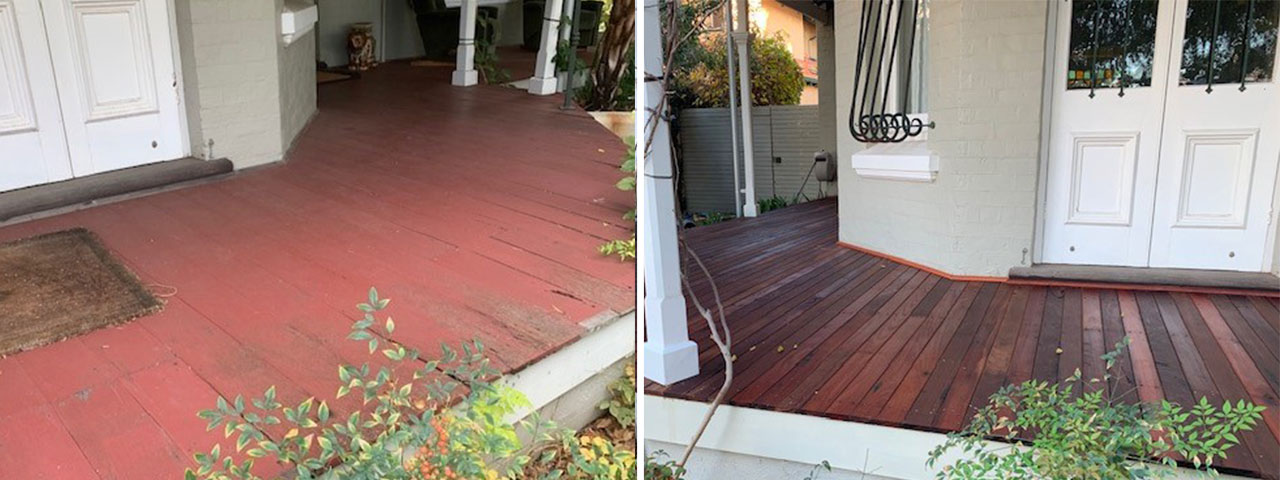 Timber decking repairs before and after