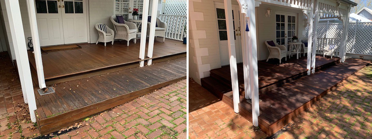 Jarrah decking repairs before and after